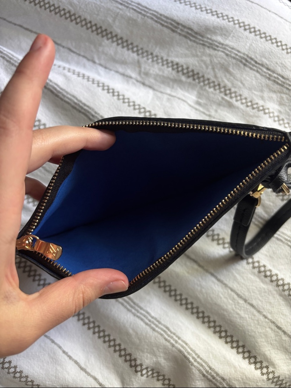 Louis Vuitton Black Embossed Monogram Wristlet Pouch with Strap - Picture 2 of 3